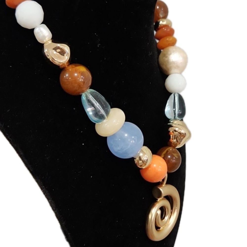 NWT ⚜️♥️⚜️ Piper K Gorgeous Mixed Beaded Spiral Pendant Necklace - Picture 5 of 13